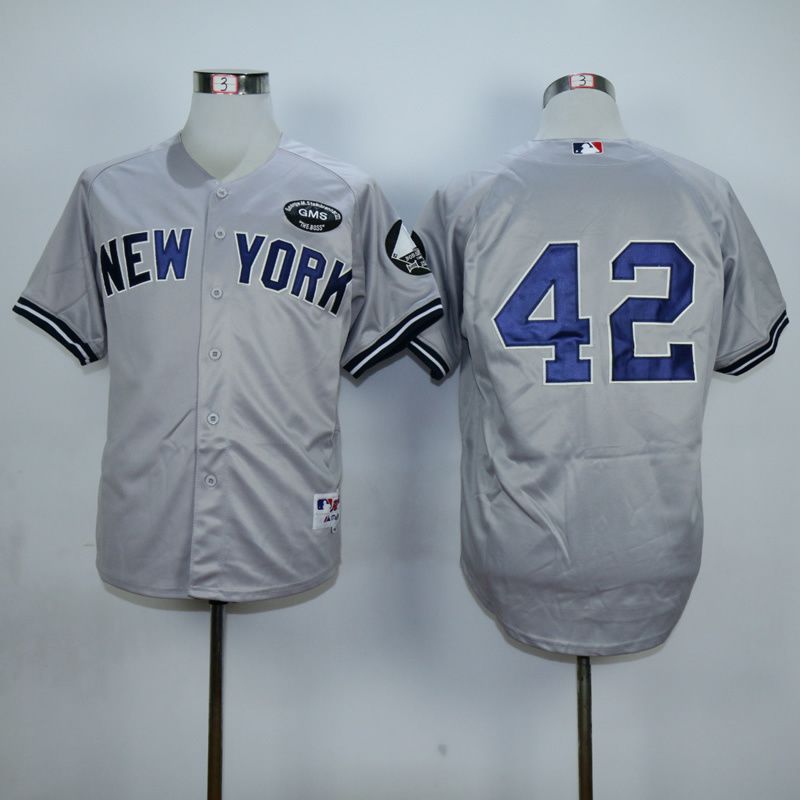 Men New York Yankees #42 Rivera Grey MLB Jerseys1